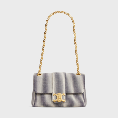 MEDIUM CELINE VICTOIRE BAG IN STRIPED TEXTILE NAVY BLUE - Image 5
